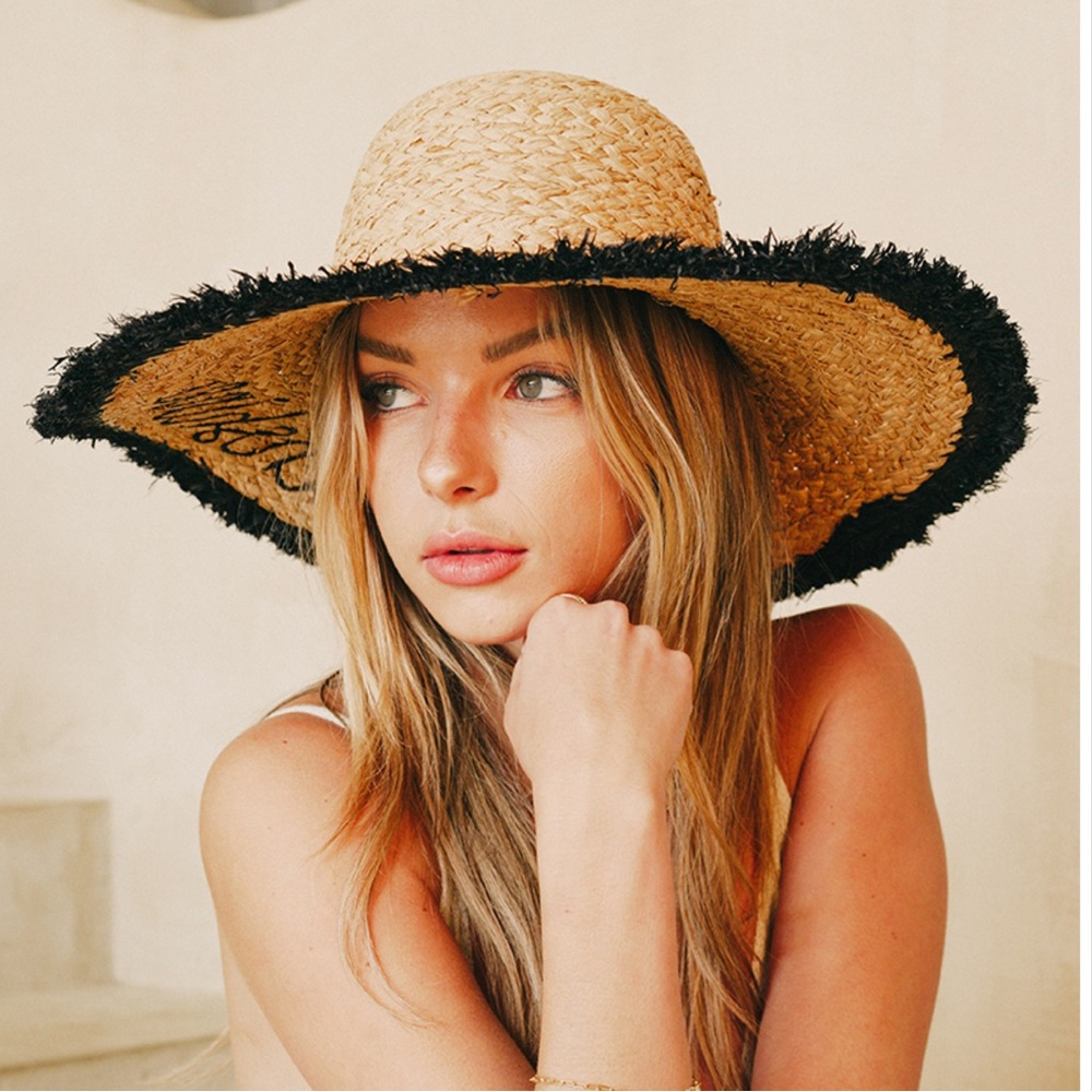 ShopEvelynne Tan and Black Wide-Brim Hat